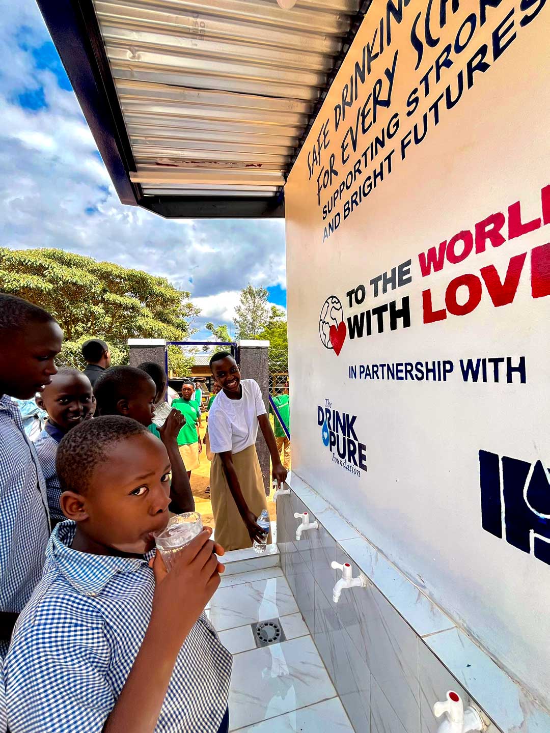 Children drinking clean water